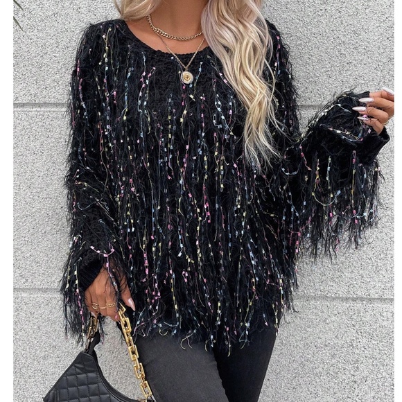 COPY - 078 Fuzzy Confetti Oversized Sweater Top - Picture 8 of 12